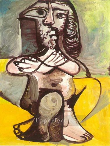 Homme nu assis 1971 Cubism Oil Paintings